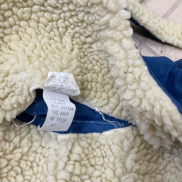 Vintage Kids corduroy / Sherpa upper lined overalls raccoon panel 4T snag - Picture 9 of 11